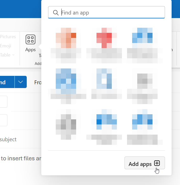 Apps Icon in New Outlook