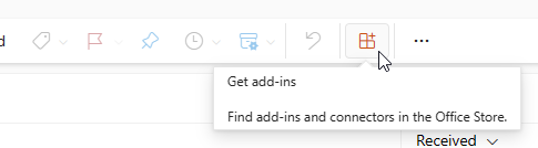 Screenshot of Get-Add-Ins Button in Microsoft Outlook on Web
