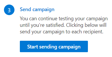 Screenshot of button to start sending campaign