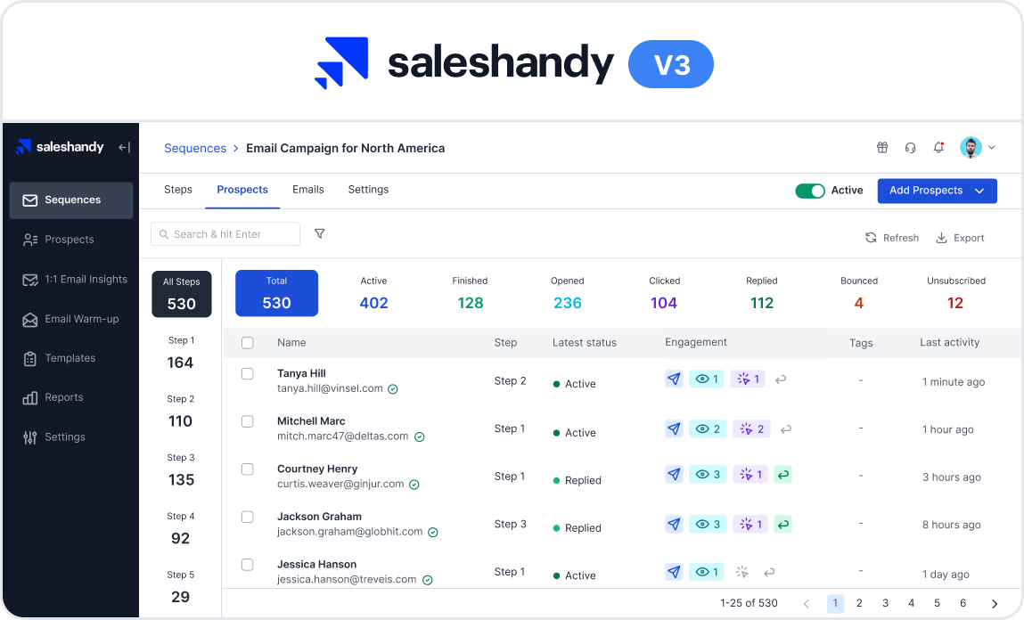 Screenshot of SalesHandy