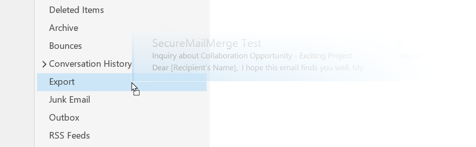 Screenshot of Moving Emails to Folder in Outlook