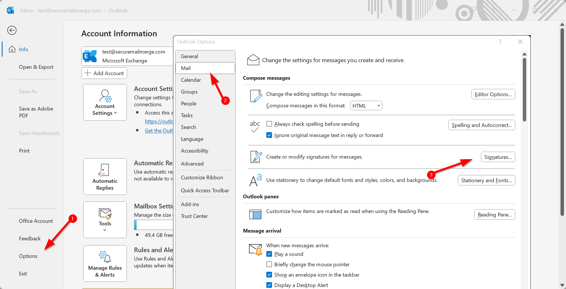 Accessing Outlook Setting in Classic Outlook on the Desktop