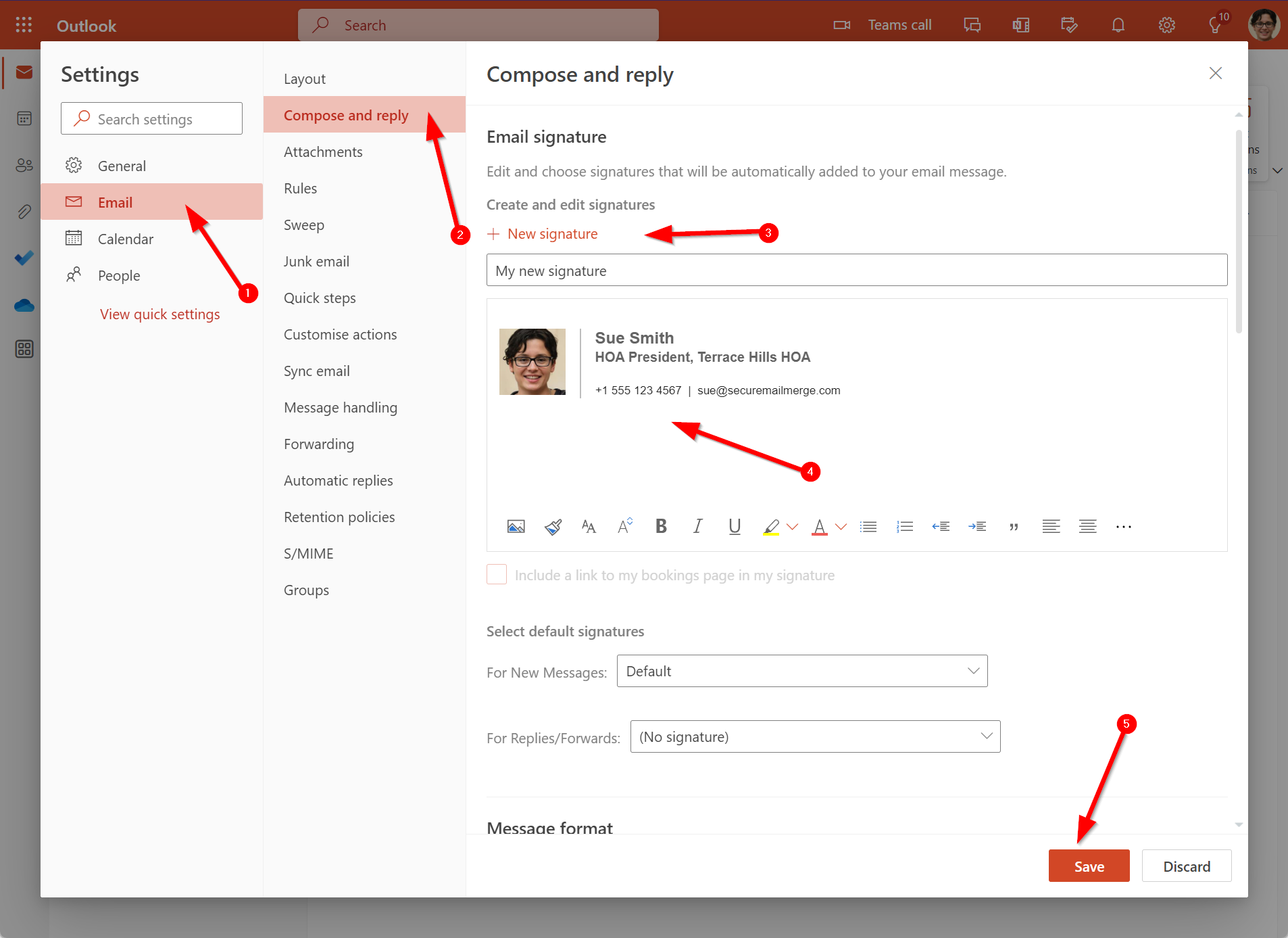 Adding a new signature in New Outlook and on the Web - outlook.office.com