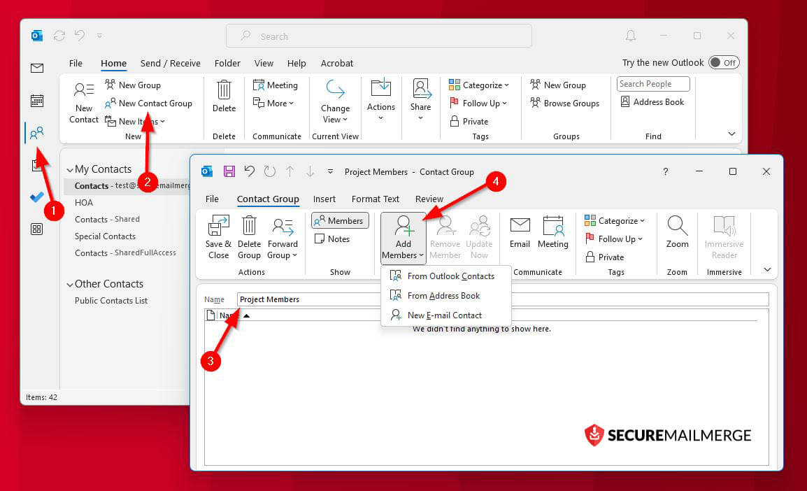 Quick Steps to setup an Outlook Contact Group in Outlook (Classic Version)