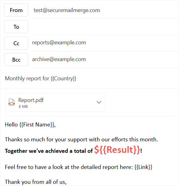 Screenshot of the email composer