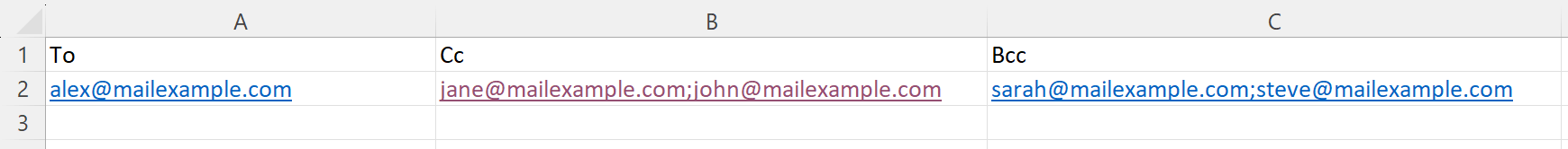 Add a column called CC or BCC with semi-colons seperating each email address.