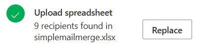 Screenshot of a successful spreadsheet upload
